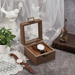 Einzelne Uhrenverpackungsboxen aus Holz mit Sichtfensterdeckel&nbsp;CON-WH0086-263