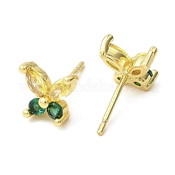 Orecchini a bottone in vero ottone placcato oro 18k con farfalla&nbsp;EJEW-L270-07G