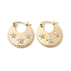 Серьги-кольца из латуни с прозрачным фианитом и прозрачным фианитом&nbsp;EJEW-Z157-01G