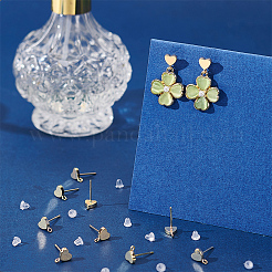 8 пара латунных сережек-гвоздиков в форме сердца&nbsp;KK-BC0011-79