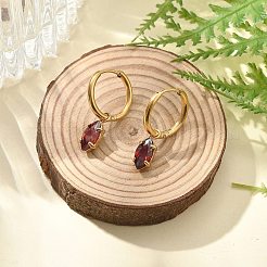 Orecchini a cerchio in acciaio inossidabile 304 con micro pavé di zirconi cubici placcati ioni (ip)&nbsp;STAS-R004-04G-01