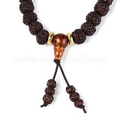 Buddhistischer Schmuck Gebet 108 Rudraksha Samen Mala Perlen Halsketten&nbsp;NJEW-M102-01-1