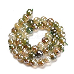 Круглые бусины из натурального агата с гальваническим покрытием&nbsp;G-L598-A01-02A