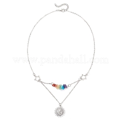 Цепочки и ожерелья из латунного кабеля с подвеской в виде чакры&nbsp;NJEW-JN05794