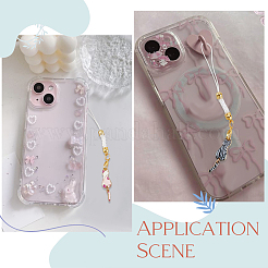 16 шт. 8-цветные ремешки для мобильных телефонов из сплава и стекла в форме кошки HJEW-SC00126