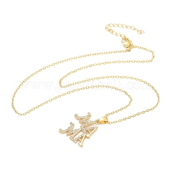 День матери латунные микропаве прозрачные кубические цирконии подвески ожерелья для женщин&nbsp;LS-NJEW-Q021-01B-G