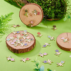 60本合金エナメルペンダント  花  鉛フリー＆カドミウムフリー  ライトゴールド  27.5x17.5x1mm  穴：1.8mm&nbsp;ENAM-TA0003-75KCG