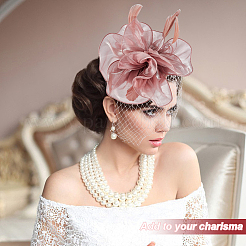 Повязка на голову с вуалью и перьями и цветком MRMJ-WH0077-121