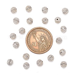 真鍮製のラインストーンビーズ  グレードA  銀色のメッキ  ラウンド  クリスタル  6mm  穴：1mm&nbsp;X-RB-A011-6mm-01S
