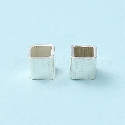 925純銀製のチューブビーズ  正方形  銀  3x3x3mm  穴：2.4x2.4mm&nbsp;STER-P053-07B-S