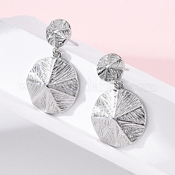 Плоские круглые серьги латунь болтающиеся EJEW-R025-25P