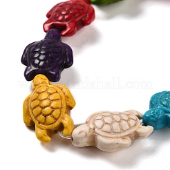 Окрашенные синтетические бирюзовые бусы нити G-G024-01