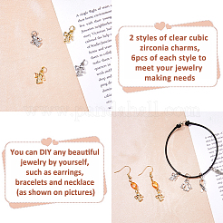 12шт 2 цвета латунные микро проложить кубический цирконий шармы&nbsp;KK-FH0007-76