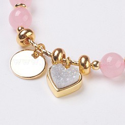 Естественно розового кварца бисер растянуть браслеты BJEW-I261-01C