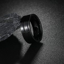 男性用ステンレススチールエナメル指輪201個  ブラック  8mm  usサイズ10（19.8mm）&nbsp;FS-WGADAB4-09