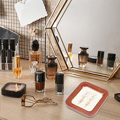 Квадратный деревянный поднос для хранения ювелирных изделий с тканевым ковриком из микрофибры внутри ODIS-WH0030-37A-01