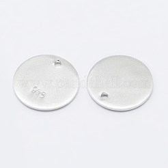 925スターリングシルバーチェーンのタブ  925で刻まれた  フラットラウンドのチャーム  銀  12x0.7mm  穴：1mm&nbsp;STER-K167-011D-S