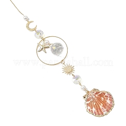 Подвески из ракушек и стекла с гальваническим покрытием HJEW-JM04563