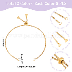 10 шт. 2 цвета 304 нержавеющая сталь коробка цепи слайдер браслет изготовление&nbsp;AJEW-UN00016