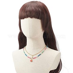 Conjuntos de collar con colgante de jade blanco y cuentas de ágata natural en forma de lágrima&nbsp;NJEW-JN04093