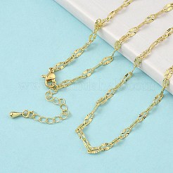 Цепочки-ожерелья из текстурированной латуни толщиной 3 мм NJEW-P339-01B-G