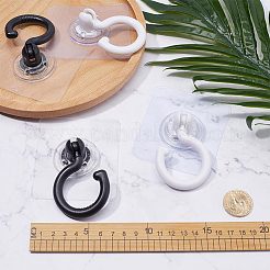 回転式粘着式プラスチックフックハンガー 2色6個  正方形  天井または壁への取り付け パンチフックなし  キッチン用  バスルーム  ミックスカラー  109x75x27mm  3個/カラー&nbsp;AJEW-GF0007-27