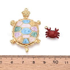 海の動物 304ステンレススチール エナメルペンダント 5個  カメ/エビ/魚/楕円形＆タツノオトシゴ/カニのチャーム  イオンプレーティング（ip）  18KGP本金メッキ  混合図形  12.5~47x9~30x2~6mm  穴：1.2~1.7mm&nbsp;STAS-T075-29M
