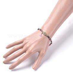 Braccialetti con ciondoli elasticizzati in rodonite naturale&nbsp;BJEW-JB04849-03