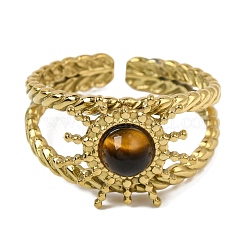 Gli anelli di barretta occhio di tigre naturale&nbsp;RJEW-Q822-56G-01