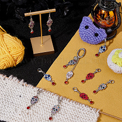 Маркеры петель с фиксацией подвески в виде сахарного черепа из сплава эмали HJEW-PH01716