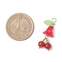 Круглые и стеклянные подвески в виде цветов и фруктов из натурального окрашенного желтого нефрита PALLOY-MZ00847