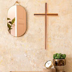 Cruz de madera de nogal y caucho&nbsp;AJEW-WH0041-40