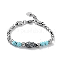 Круглые браслеты из бисера из натуральных и синтетических драгоценных камней BJEW-Q777-03