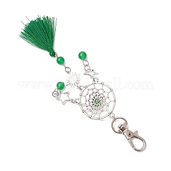 Colgante de aleación y cuentas de jade de Malasia naturales y teñidos&nbsp;HJEW-JM02936-01