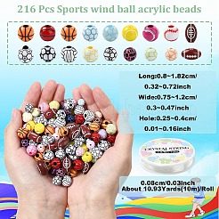 Наборы для самостоятельного изготовления браслетов из акриловых бусин на спортивную тематику&nbsp;DIY-YW0010-96