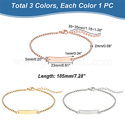 3 шт. 3 цвета 304 нержавеющая сталь пустой идентификационный браслет звено набор с коробкой цепи для мужчин и женщин BJEW-UN0001-30