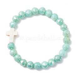 7 шт. двухцветных эластичных браслетов из гальванического стекла&nbsp;BJEW-JB12702