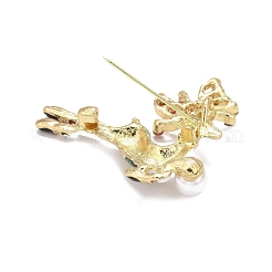 Broche de renne en alliage avec perle en plastique pour noël&nbsp;JEWB-A004-03G