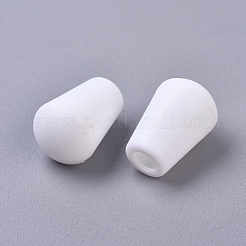 プラスチック製の取り外し可能なベルストッパーコードの端  ロッキングリッドキャップ付き  バックパックドローストリングアクセサリー用  ホワイト  18x12mm  穴：4.5mm&nbsp;KY-G010-01