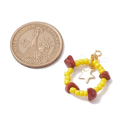 Кусочки натуральной красной яшмы и подвески из стеклянных семян&nbsp;PALLOY-MZ00184-03