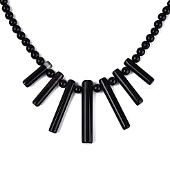 Halsketten aus natürlichem schwarzem Onyx&nbsp;NJEW-N064-04A
