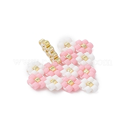 4 шт. стеклянное сердце из бисера Miyuki с подвесками в виде цветов&nbsp;PALLOY-MZ01113