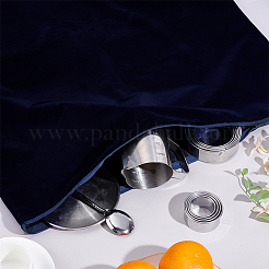 Rechteckige Schmuckverpackungsbeutel aus Polyester mit Reißverschluss aus Legierung&nbsp;ABAG-WH0061-05A-01