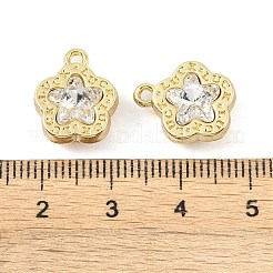 めっき合金ビーズラック  液晶カラーラインストーン付き  花  ゴールドカラー  14.5x12x6mm  穴：1.4mm&nbsp;FIND-B038-02G