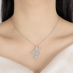 Подвеска-бабочка из латуни с микропаве из прозрачного кубического циркония для женщин.&nbsp;FS-WG1F8BB-01