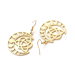 Pendientes asimétricos de acero inoxidable 304 con fase lunar y nudo marinero&nbsp;EJEW-P222-07G