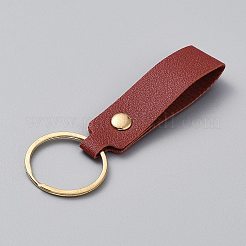 鉄とPUレザーのキーホルダー  長方形  ファイヤーブリック  9.5cm&nbsp;KEYC-WH20005-01B