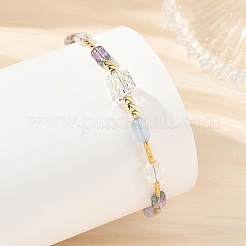 Armbänder aus galvanisiertem Glas und Messingröhrchen mit Farbverlauf&nbsp;BJEW-JB14501