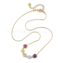 Colliers avec pendentif en perles de pierres précieuses naturelles et synthétiques mélangées&nbsp;NJEW-JN06419-01
