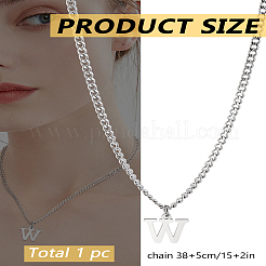 1 collar con colgante de letra de acero inoxidable 304&nbsp;NJEW-LP0001-33W-P